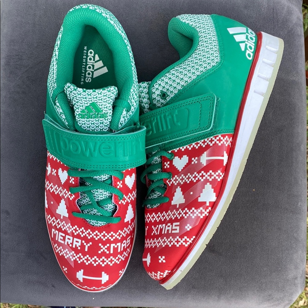 Adidas Christmas Powerlift Shoes - Red and Green RARE Christmas in July